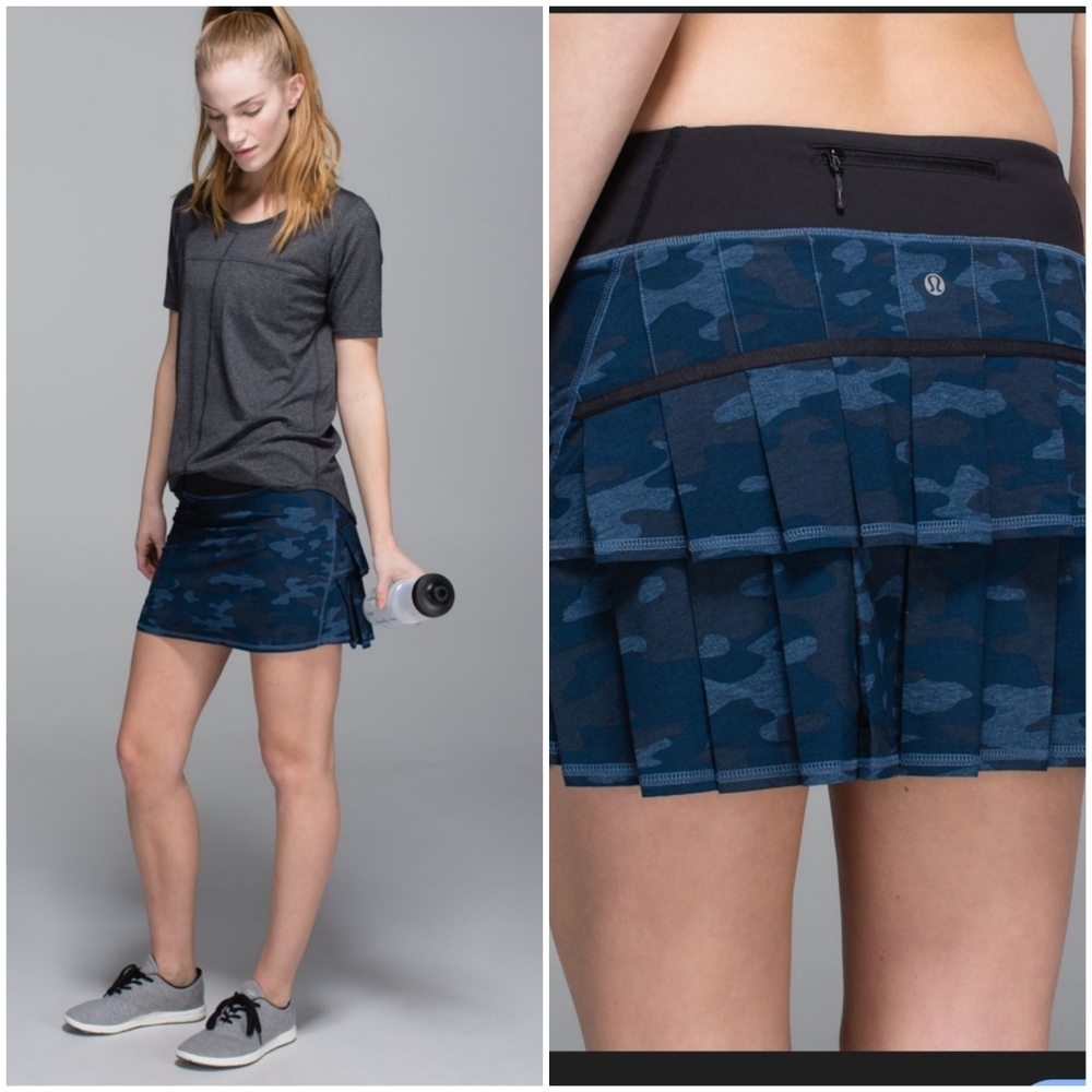 Lululemon Women’s Navy Camo Active Skirt with Black Waistband